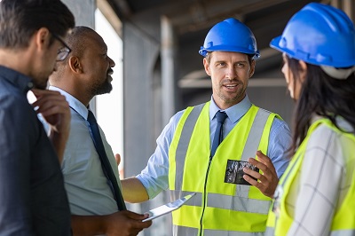 Construction workers talking