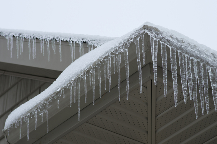 house with icicles  